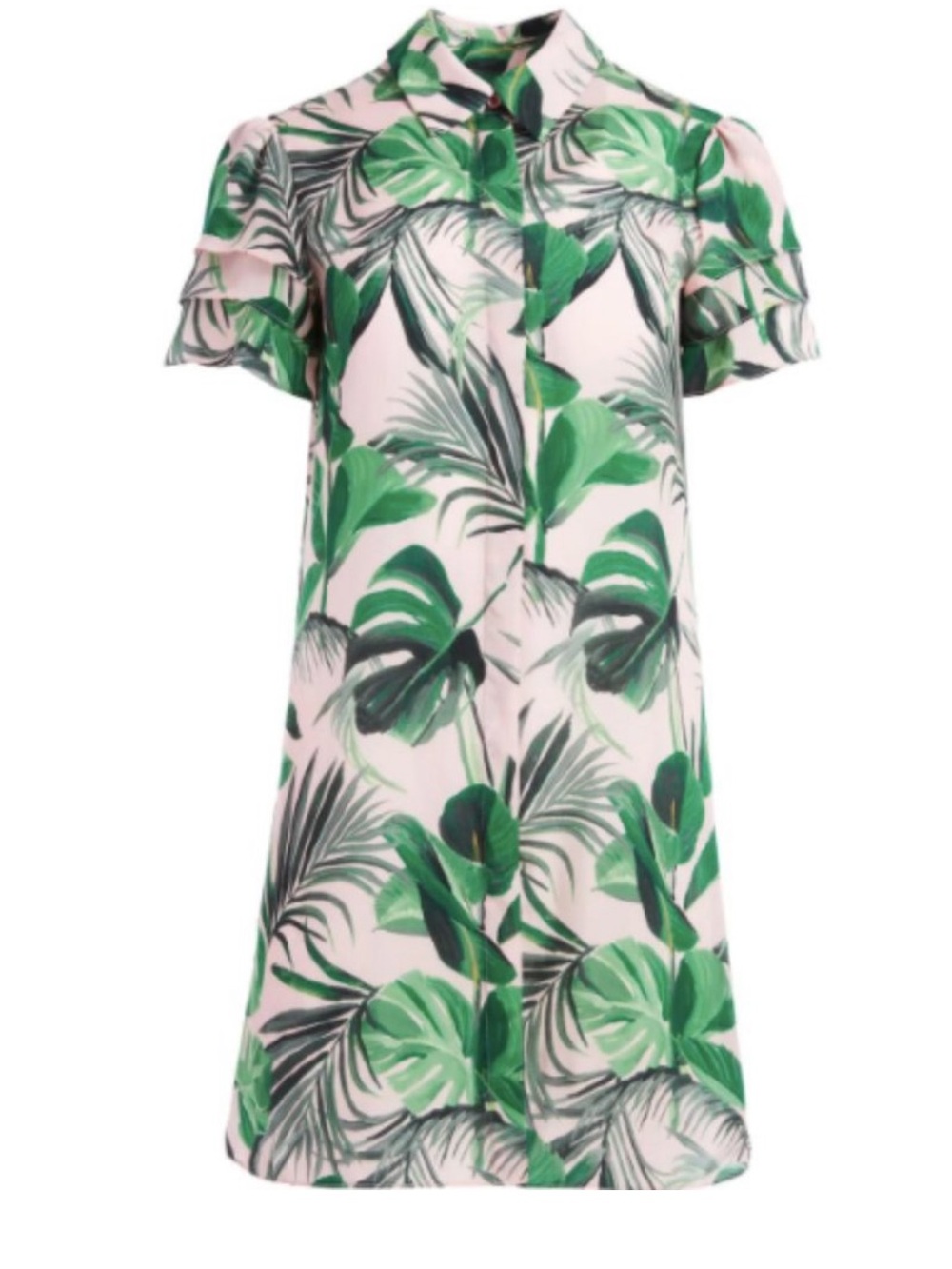 Alice + Olivia Jem Palm Print Flutter Shirtdress - Picture 3 of 11